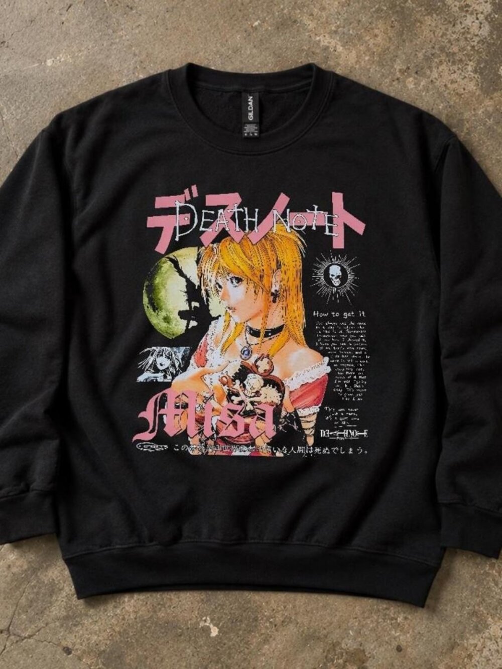 Death Note Anime Graphic Sweatshirt Black Japanese Manga Y2K Streetwear Crewneck